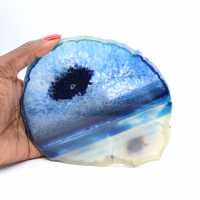Sliced blue agate from Brazilian deposits