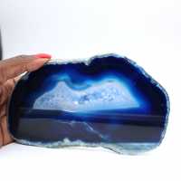 Slice of blue agate from Brazil for observation