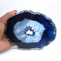 Brazilian blue agate in thin, decorative slices