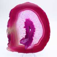 Pink-tinted polished slice agate