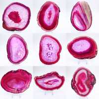 Polished slice of dyed pink agate Polished slice of dyed pink agate