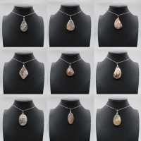 Teardrop Flower Agate Pendant