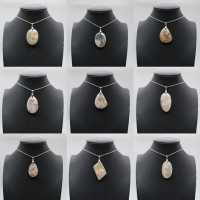 Oval Flower Agate Pendant
