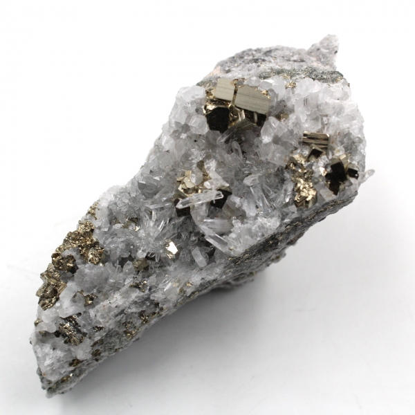 Pyrite on quartz crystals