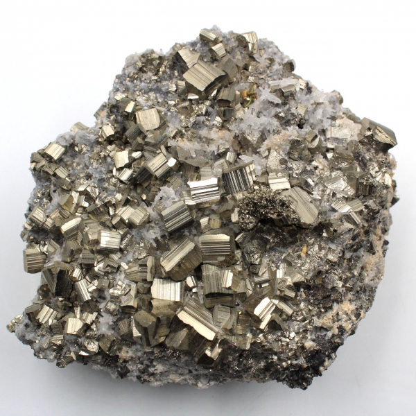 Pyrite on quartz crystals