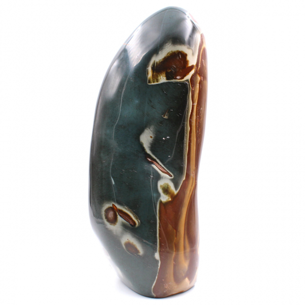 Large polished printed jasper, blue gray and brown