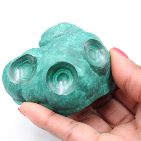 Semi-polished malachite stone