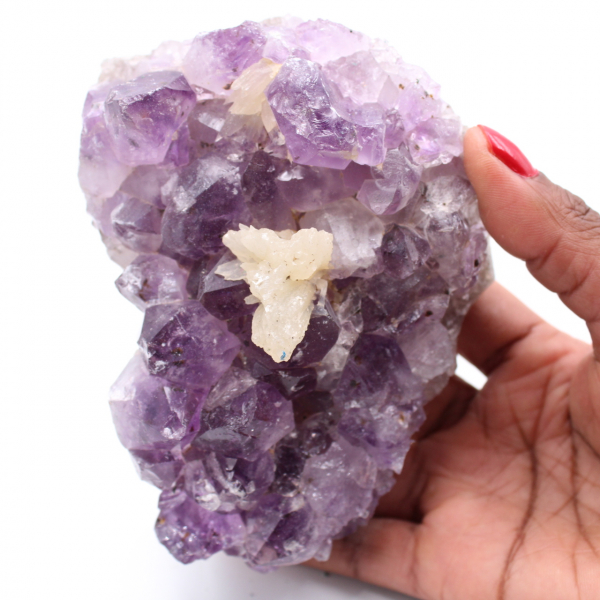 Amethyst crystals with calcite flower