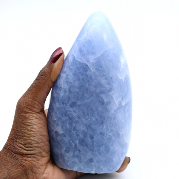 Polished blue calcite
