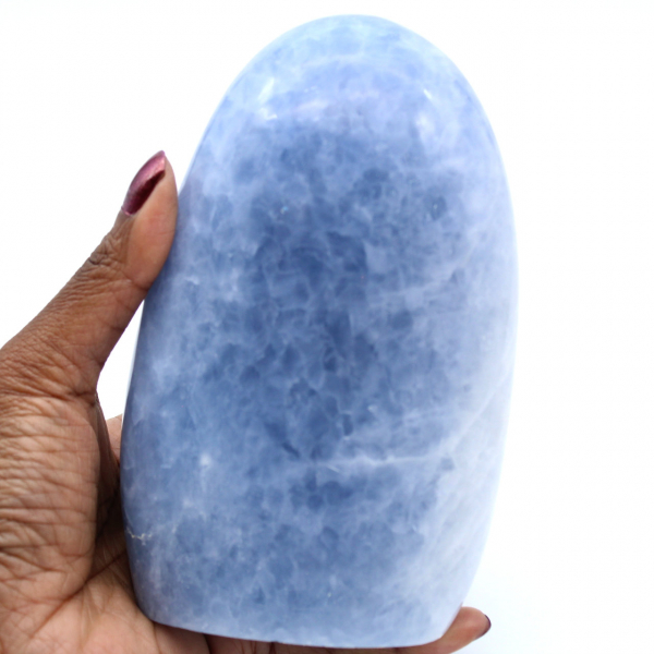 Polished blue calcite rock
