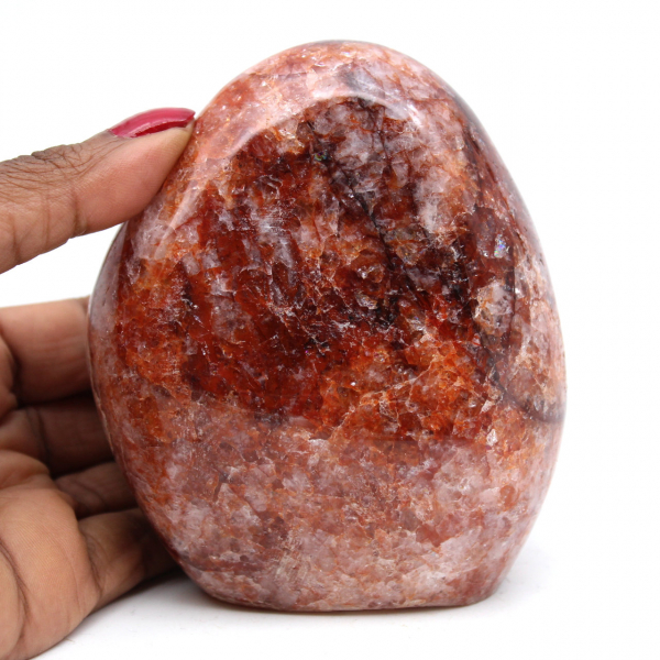 Red quartz ornamental stone from Madagascar