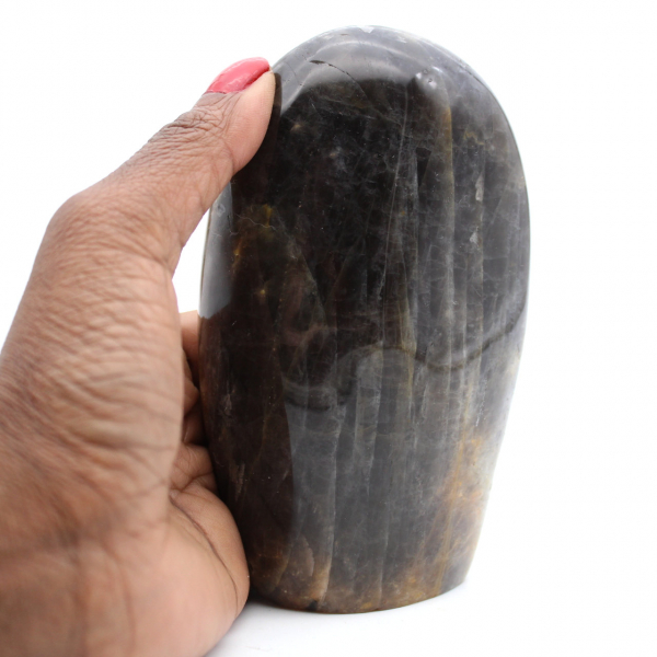 black polished microline moonstone from Madagascar