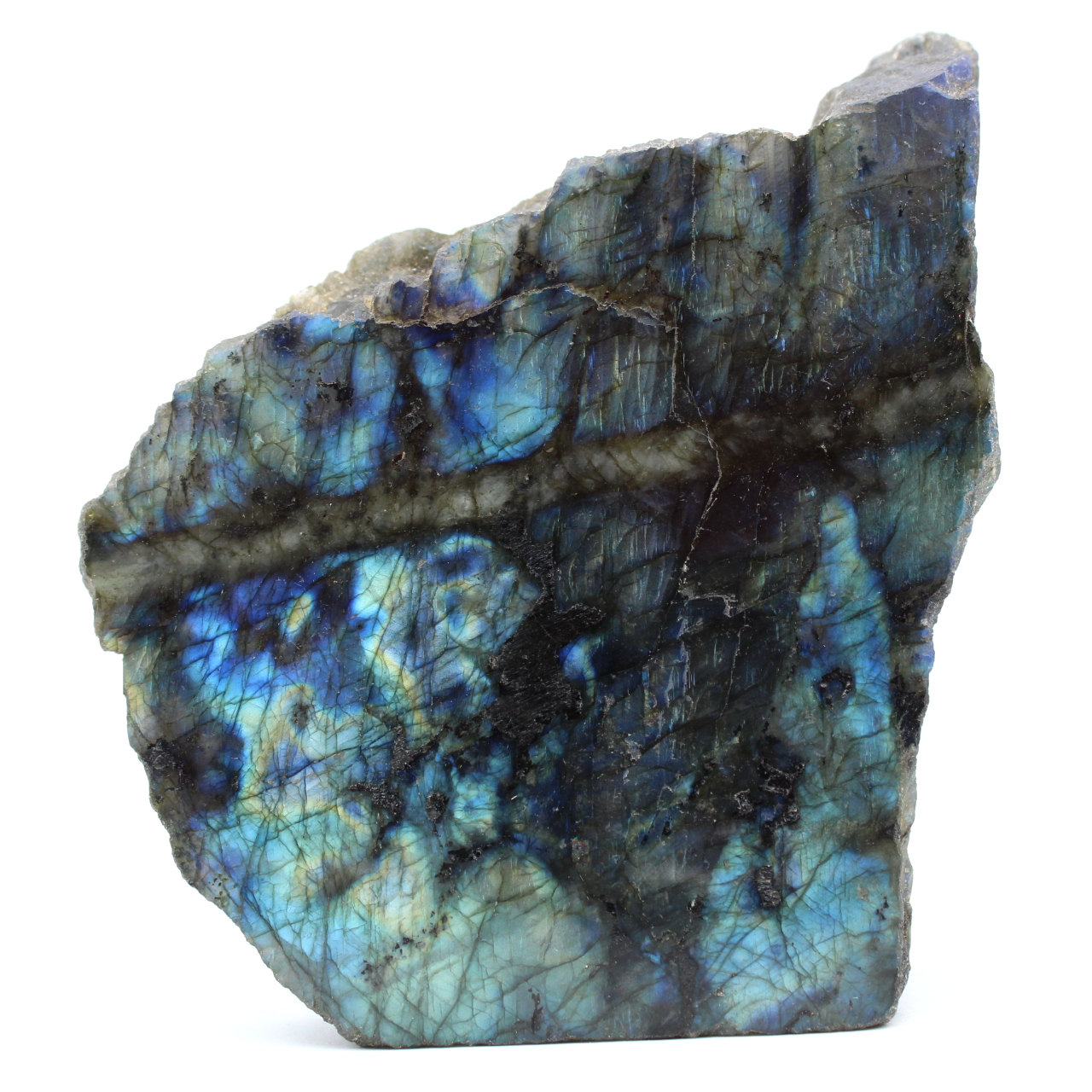 Labradorite stone with a polished face from Madagascar