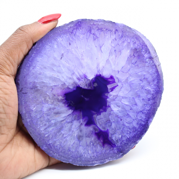 Slice of purple agate mineral