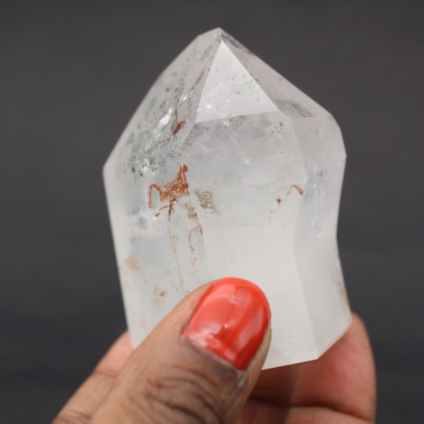 Quartz crystal prism with chlorite inclusion