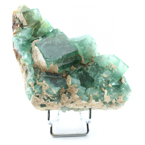 Raw green fluorite in crystals on gangue