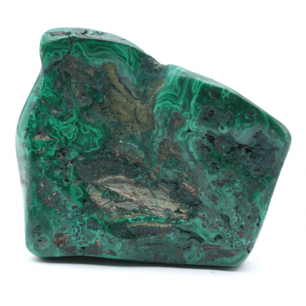 Polished malachite block