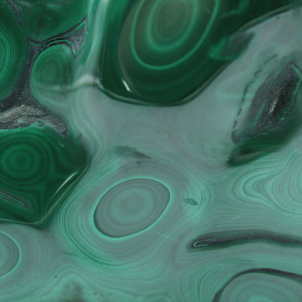 Polished malachite block