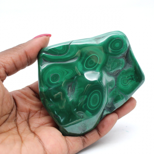 Polished malachite block