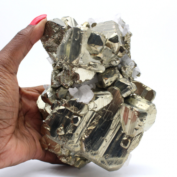 Large pyrite crystals with calcite