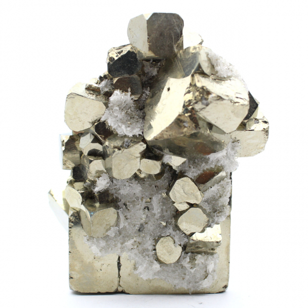 Large pyrite cubes with quartz crystals