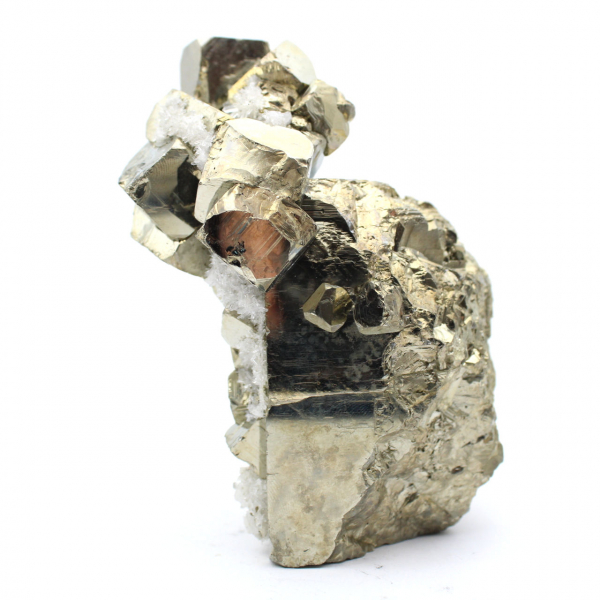 Large pyrite cubes with quartz crystals