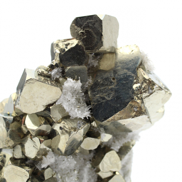 Large pyrite cubes with quartz crystals