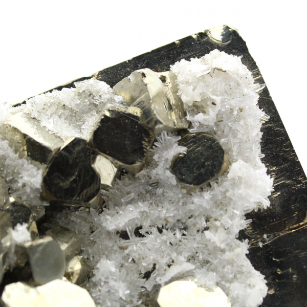 Large pyrite cubes with quartz crystals