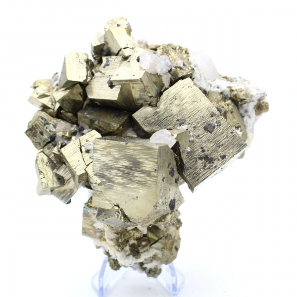 Pyrite with calcite and quartz crystals