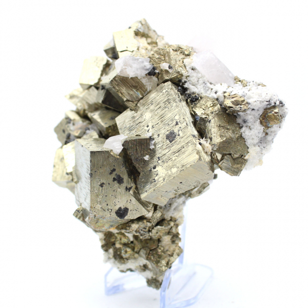 Pyrite with calcite and quartz crystals