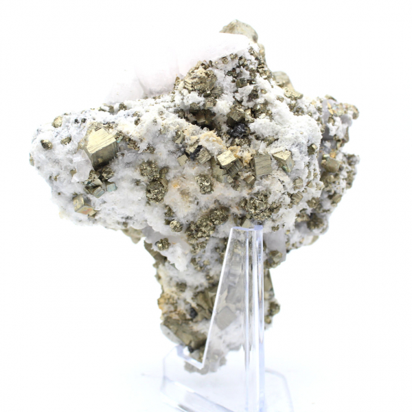 Pyrite with calcite and quartz crystals