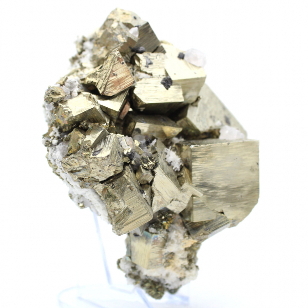 Pyrite with calcite and quartz crystals