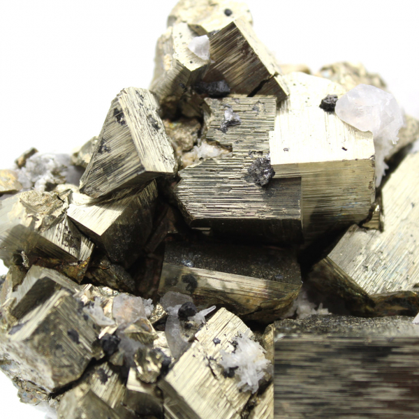 Pyrite with calcite and quartz crystals