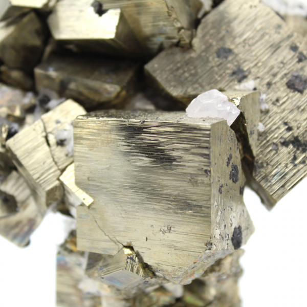 Pyrite with calcite and quartz crystals