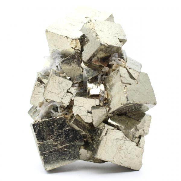 Pyrite with calcite and quartz crystals