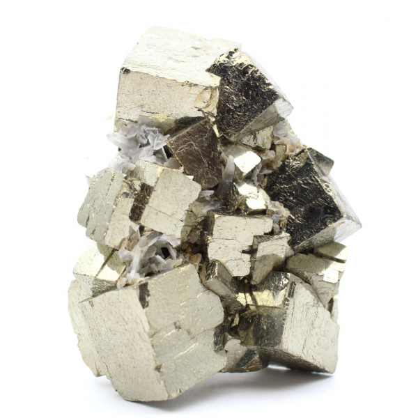 Pyrite with calcite and quartz crystals