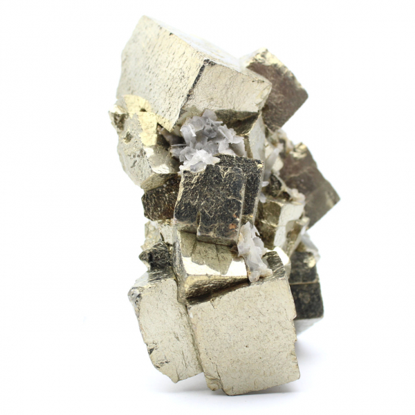 Pyrite with calcite and quartz crystals