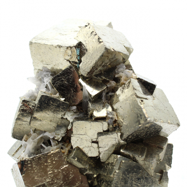 Pyrite with calcite and quartz crystals