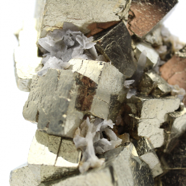 Pyrite with calcite and quartz crystals