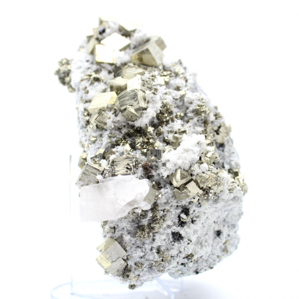 Pyrite on matrix with calcite and quartz