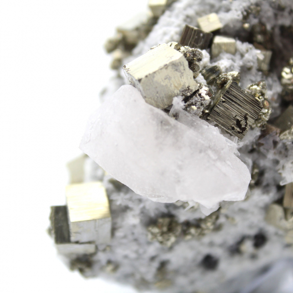 Pyrite on matrix with calcite and quartz