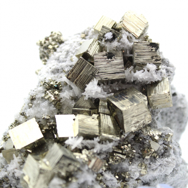 Pyrite on matrix with calcite and quartz