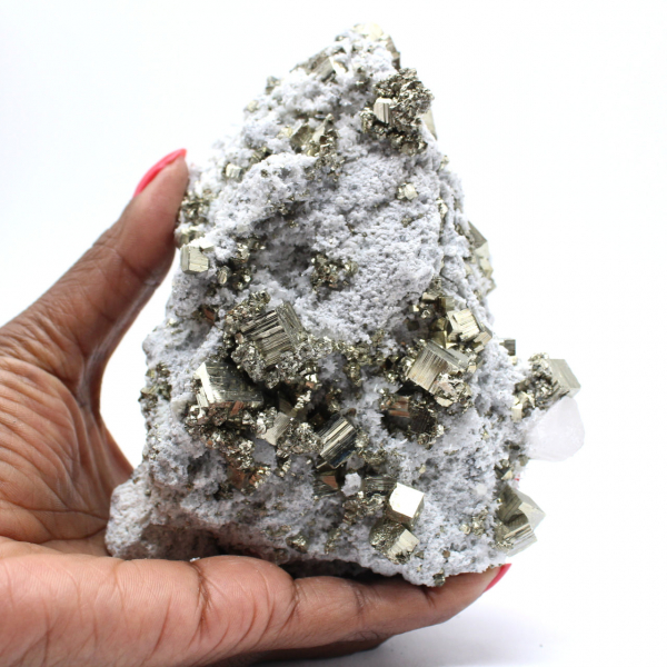 Pyrite on matrix with calcite and quartz