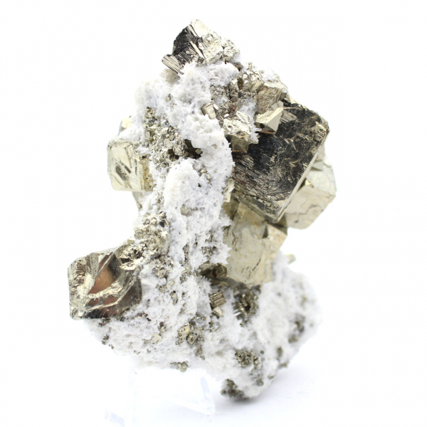 Pyrite on matrix with calcite and quartz