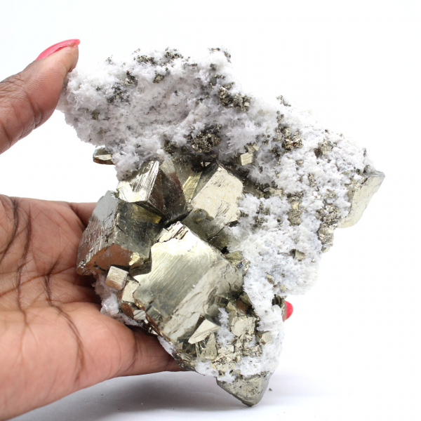 Pyrite on matrix with calcite and quartz