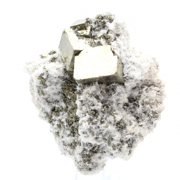 Pyrite on matrix with calcite and quartz