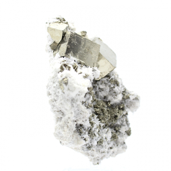 Pyrite on matrix with calcite and quartz