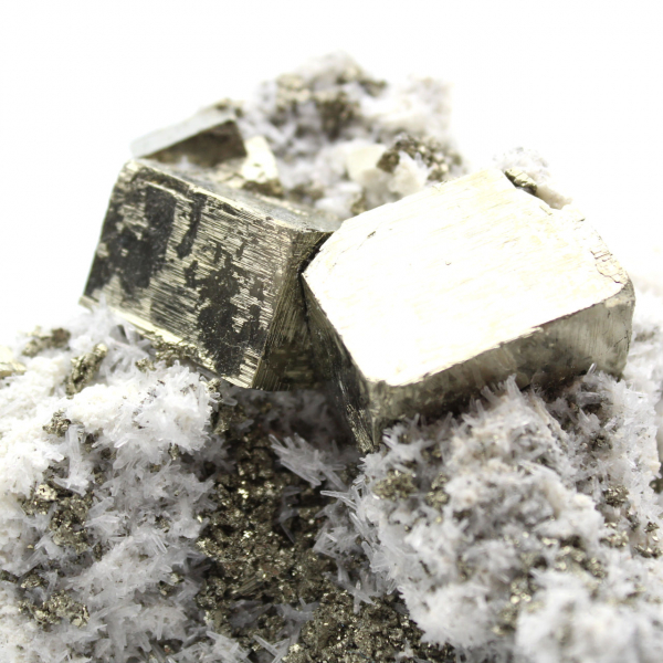 Pyrite on matrix with calcite and quartz