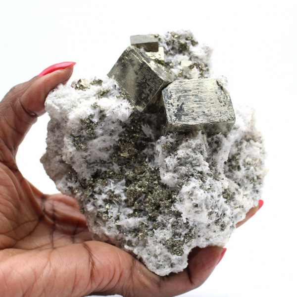 Pyrite on matrix with calcite and quartz