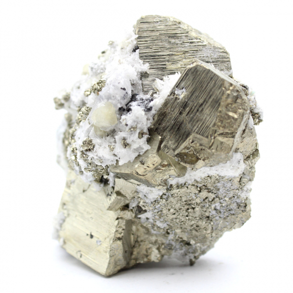 Pyrite on matrix with calcite and quartz